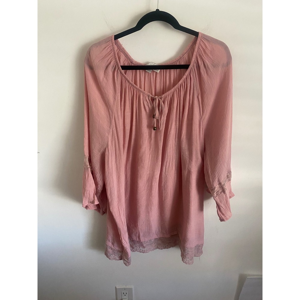 Women's Plus Size Pink Boho Blouse‎ Size 3X